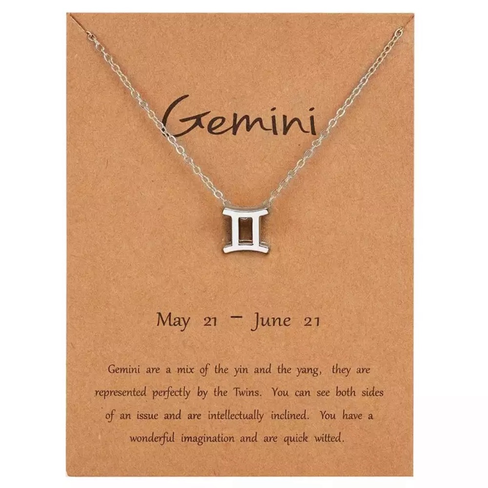 Gemini ♊️ Zodiac Sign Pendant Necklace Silver Tone Constellation Jewelry Charm